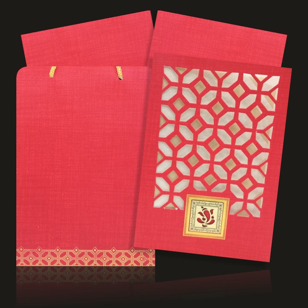 Bright Blue Shading With Cut Design Bag Type Wedding Card-KNCA203R-1